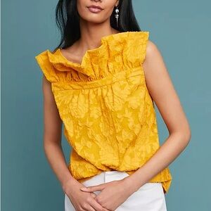 Anthropologie x Tracy Reese Whitney yellow blouse XS